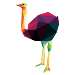 Ostrich In Colorful Low Poly Sticker