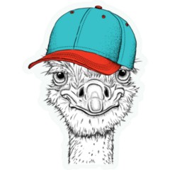 Ostrich In Teal Hat Sticker
