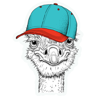 Ostrich In Teal Hat Sticker