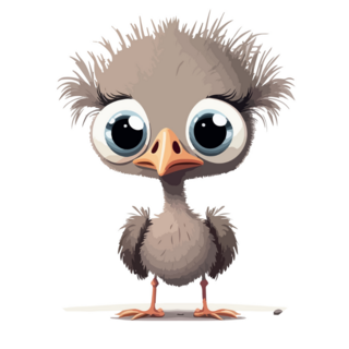 Ostrich Little Baby Blue Sticker