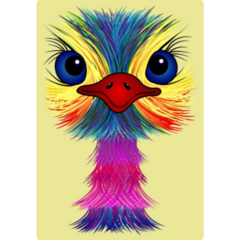 Ostrich Multicolored Head Sticker