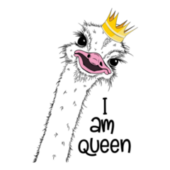 Ostrich Queen With Crown Sticker