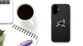 Ostrich Silhouette Running Sticker  on a Phone (New) example