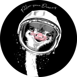 Ostrich The Retro Astronaut Sticker