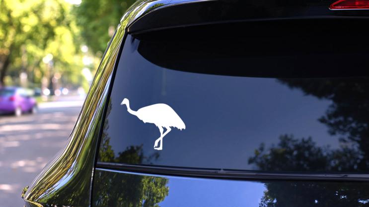 Ostrich Walking Sticker on a Rear Car Window (New) example