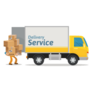 Сourier Loads Boxes In Delivery Moving Service Truck Sticker