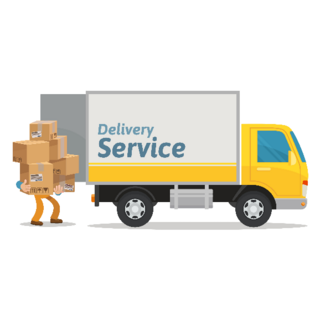 Сourier Loads Boxes In Delivery Moving Service Truck Sticker