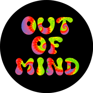 Out Of Mind Tie Dye Psychedelic Lettering On Black Sticker