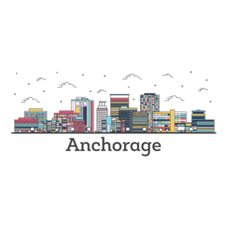 Outline Anchorage Alaska City Skyline Sticker