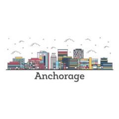Outline Anchorage Alaska City Skyline Sticker