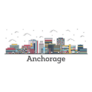 Outline Anchorage Alaska City Skyline Sticker