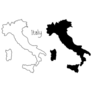 Outline And Silhouette Map Of Italy Lettering Sticker