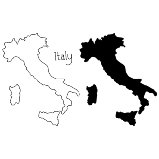 Outline And Silhouette Map Of Italy Lettering Sticker
