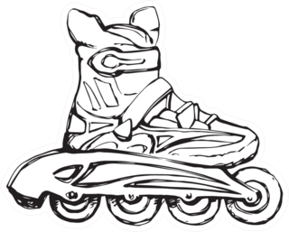 Outline Black Hand Drawn Rollerskate Sticker