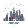Outline Chicago Illinois Usa City Skyline Cartoon Sticker