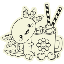 Outline Cocoa Axolotl Sticker