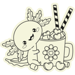 Outline Cocoa Axolotl Sticker
