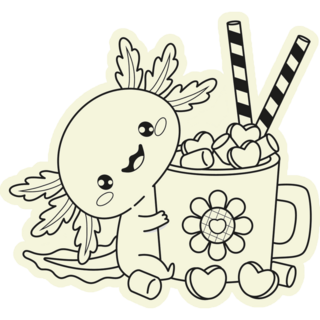 Outline Cocoa Axolotl Sticker
