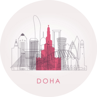 Outline Doha Qatar Skyline Sticker