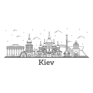 Outline Kiev Ukraine City Skyline Sticker