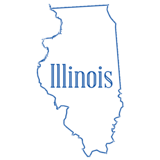 Outline Map Of The Usa State Of Illinois Lettering Sticker