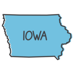 Outline Of Iowa Map Blue Lettering Sticker
