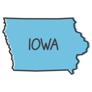 Outline Of Iowa Map Blue Lettering Sticker