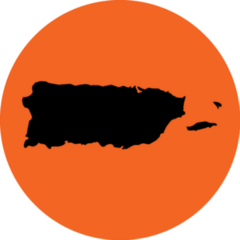 Outline Of Puerto Rico On Bright Orange Fill Sticker