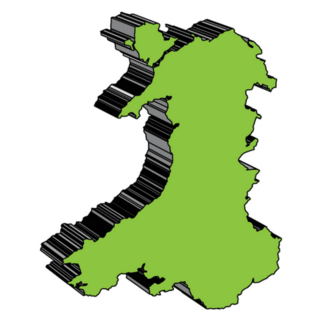 Outline Of Wales, United Kingdom 3d Green Sticker