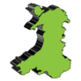 Outline Of Wales, United Kingdom 3d Green Sticker