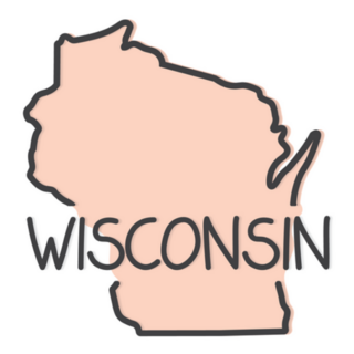 Outline Of Wisconsin Map Lettering Illustration Sticker