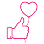 Outline Pink Heart Thumb Up Icon Sticker