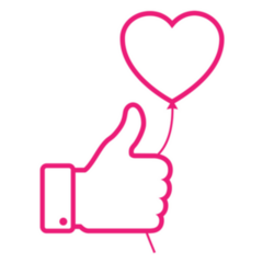 Outline Pink Heart Thumb Up Icon Sticker