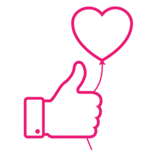 Outline Pink Heart Thumb Up Icon Sticker