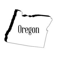 Outline Silhouette Map Of Oregon Lettering Sticker