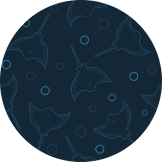Outline Stingray Pattern Design Blue Sticker