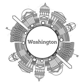 Outline Washington Dc Usa City Circular Skyline Sticker