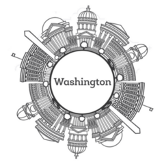 Outline Washington Dc Usa City Circular Skyline Sticker