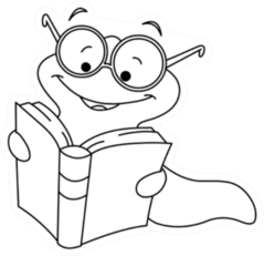 Outlined Book Worm Sticker