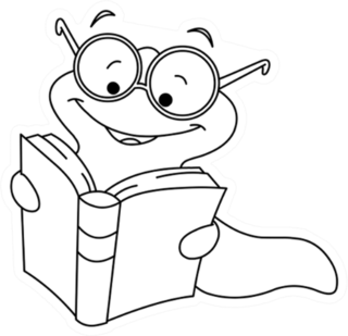 Outlined Book Worm Sticker