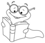 Outlined Book Worm Sticker