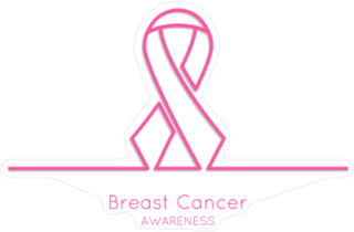 Outlined Breast Cancer Awareness Ribbon Sticker
