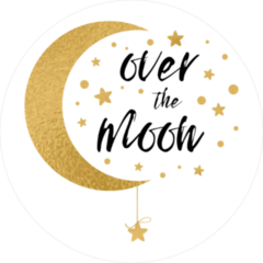 Over The Moon Icon and Text Sticker