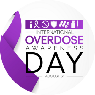 Overdose Awareness Purple Ribbon Lettering Sticker