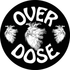 Overdose Hearts Lettering Illustration Sticker 