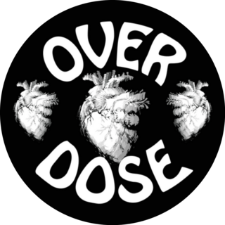 Overdose Hearts Lettering Illustration Sticker 