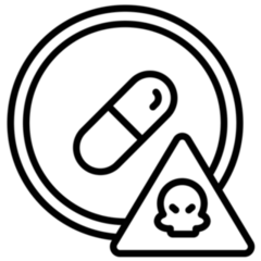Overdose Icon. Line Art Style Sticker