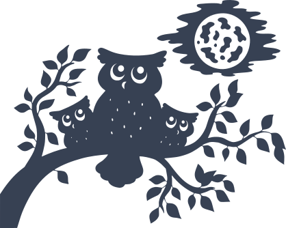 Owl Bird And Moon Sticker