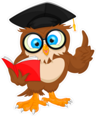 Owl Wearing Graduation Cap And Reading Book Sticker