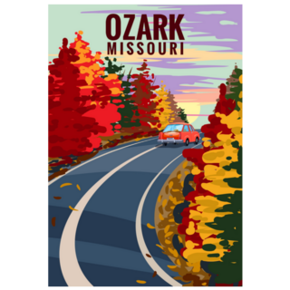 Ozark Missouri Lakes Travel Vintage Poster Sticker